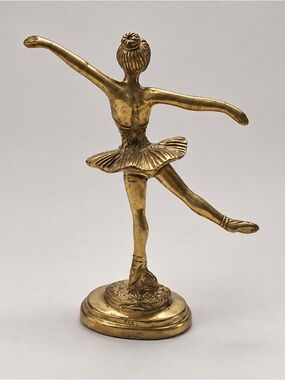 Brass Ballerina Figurine Home Art Sculpture - Gold Finish